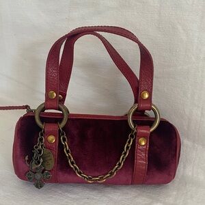 Isabella Fiore Burgundy Velvet mini baguette